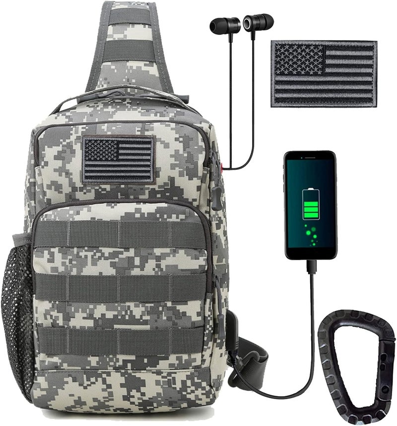 Valinov Tactical Shoulder Bag,Molle Shoulder Backpacks,Military Sling Daypack Backpack with USB Charging port - Image 1